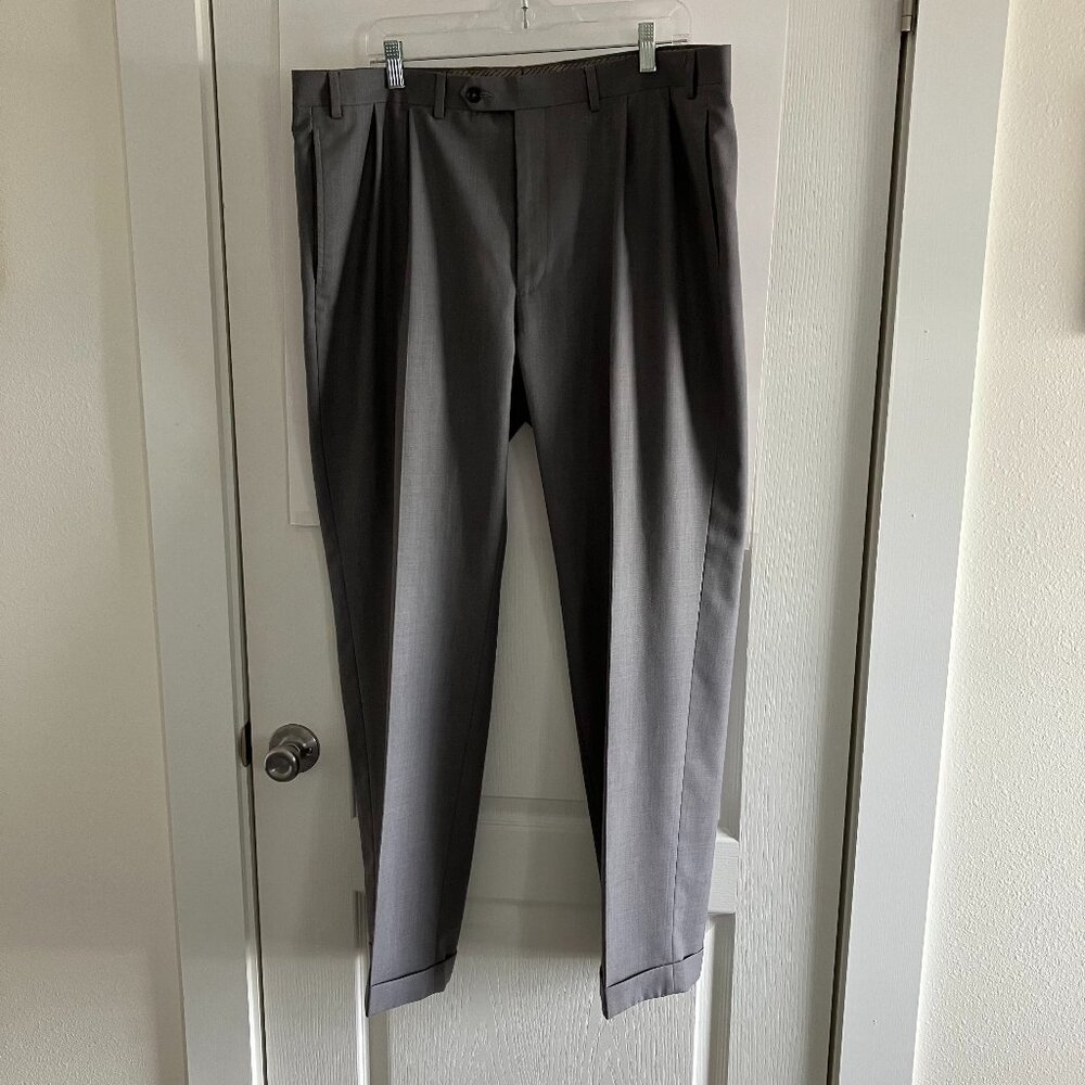 Ralph Ralph Lauren Pants 40" x 32" Gray Plaid Pleated Cuffed Business Casual Pre